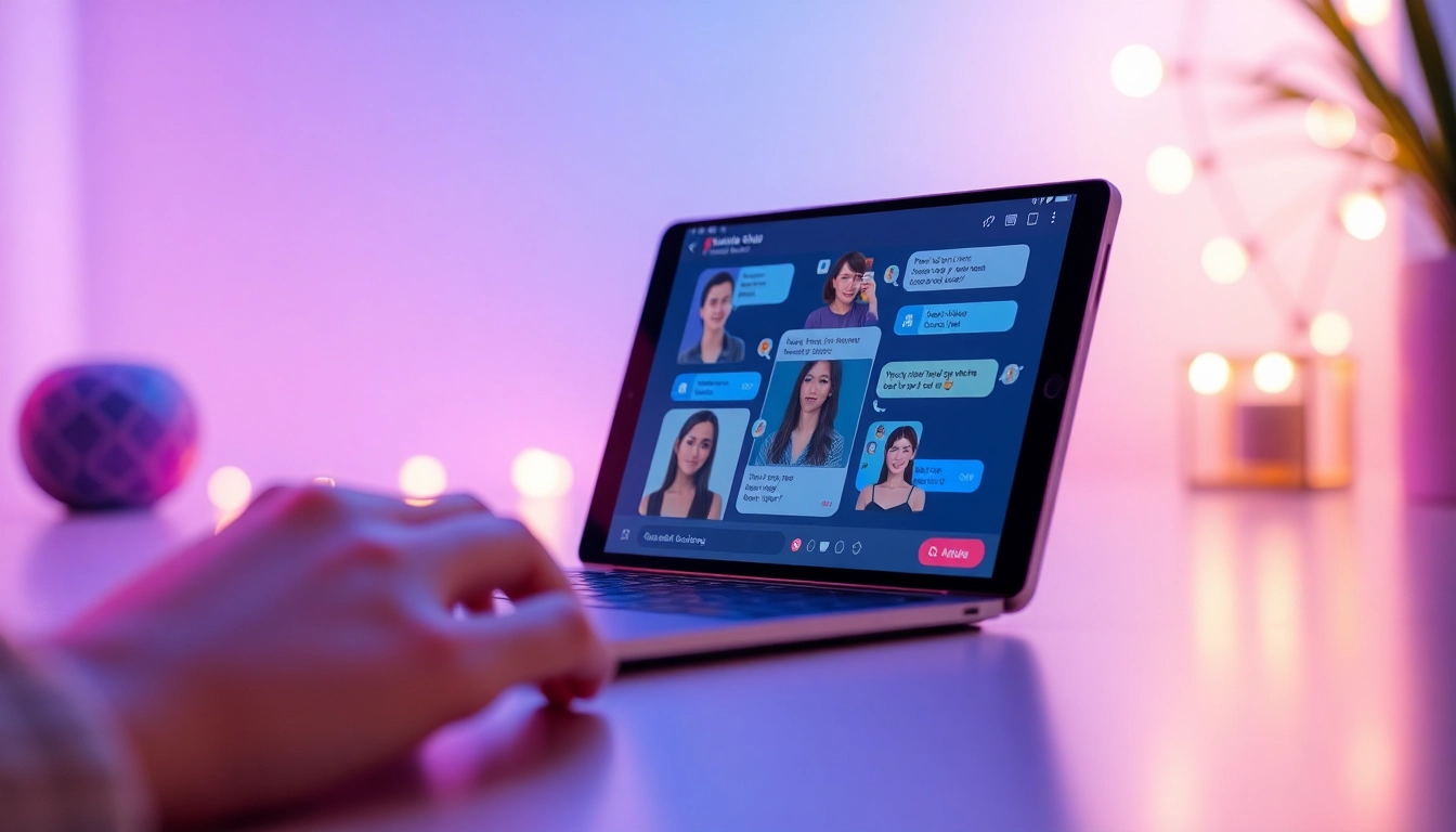 Engaging AI chat interface for sex chat ai interactions with inviting characters.
